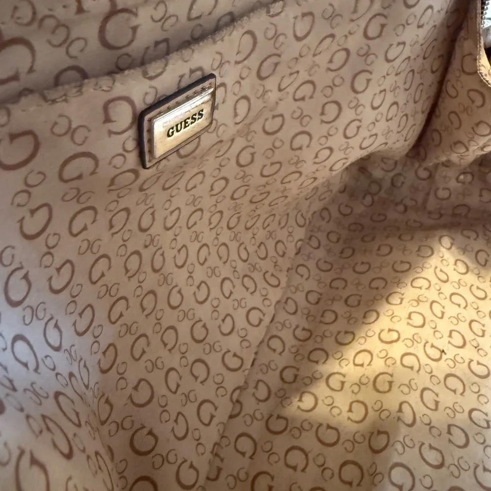 Black Quilted Floral Satchel by GUESS